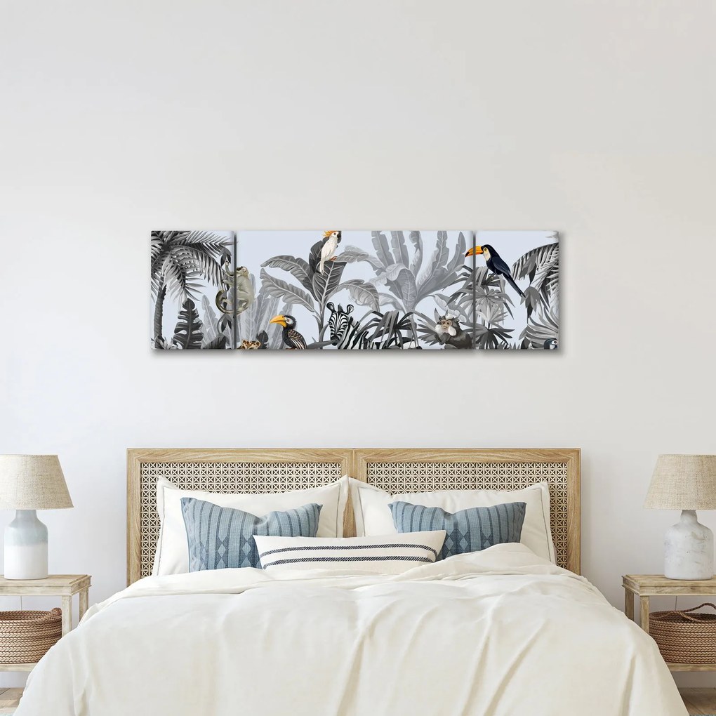 Obraz - Ilustrowana dżungla (170x50 cm)