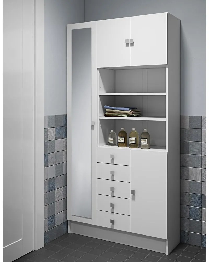 Biała szafka łazienkowa 90x182 cm Combi – TemaHome