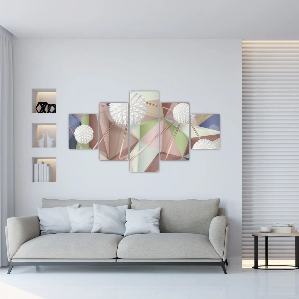 Obraz - Abstrakcja 3D w pastelowych kolorach (125x70 cm)