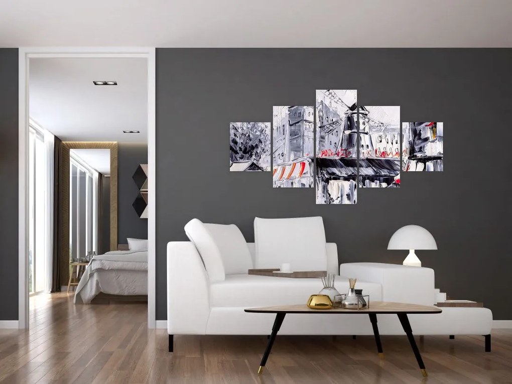 Obraz - Ulica w Paryżu, obraz olejny (125x70 cm)