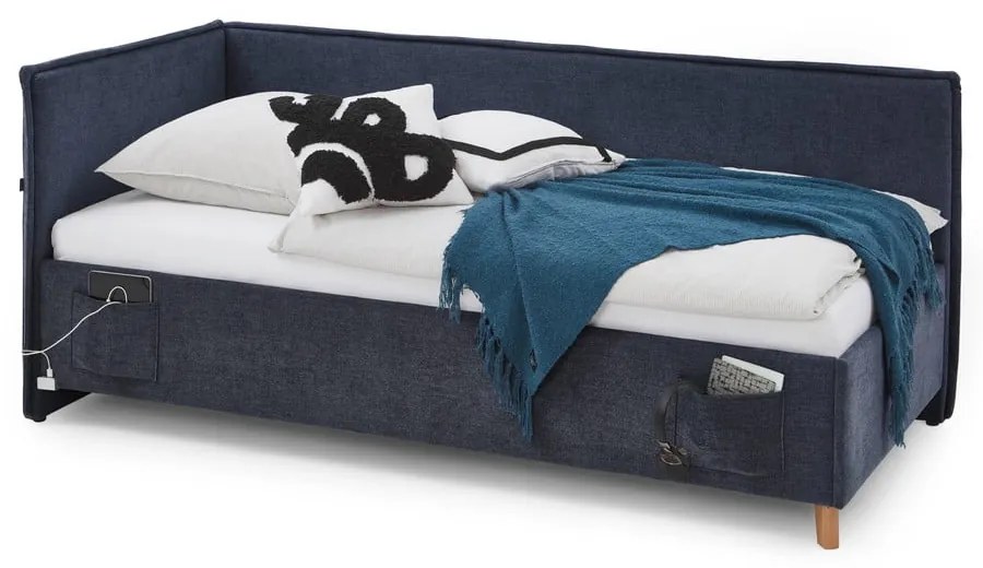 Ciemnoniebieskie łóżko dziecięce ze schowkiem 90x200 cm Fun – Meise Möbel