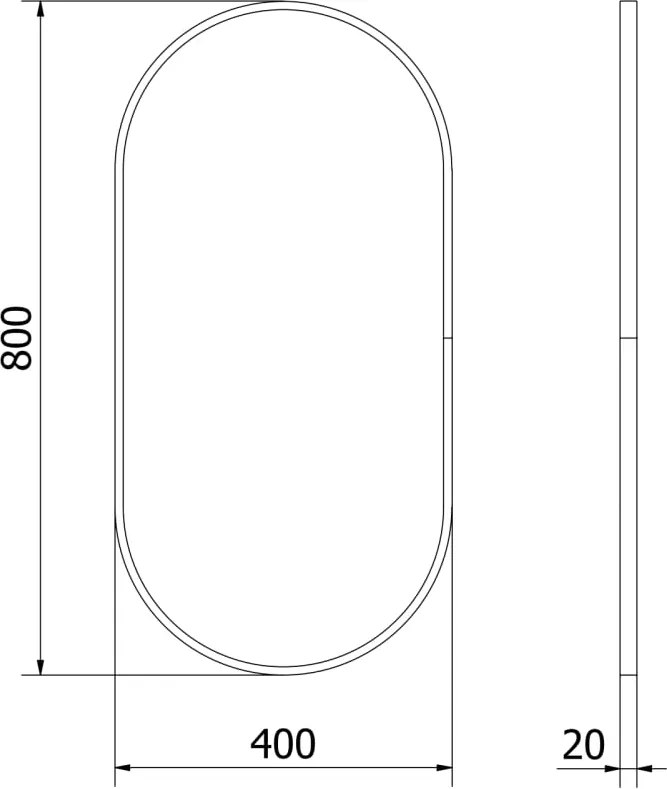 Mexen Loft lustro łazienkowe owalne 80 x 40 cm, rama czarna - 9851-080-040-000-70