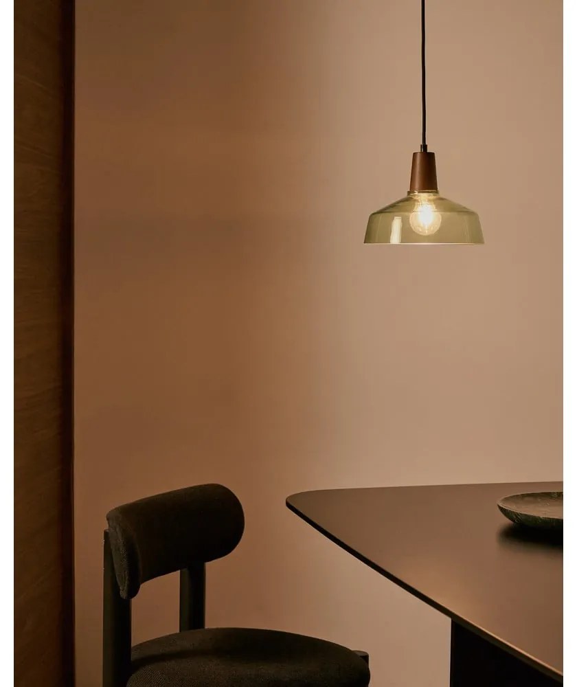 Zielona/w ciemnym naturalnym kolorze lampa wisząca ze szklanym kloszem ø 40 cm Silex – Kave Home