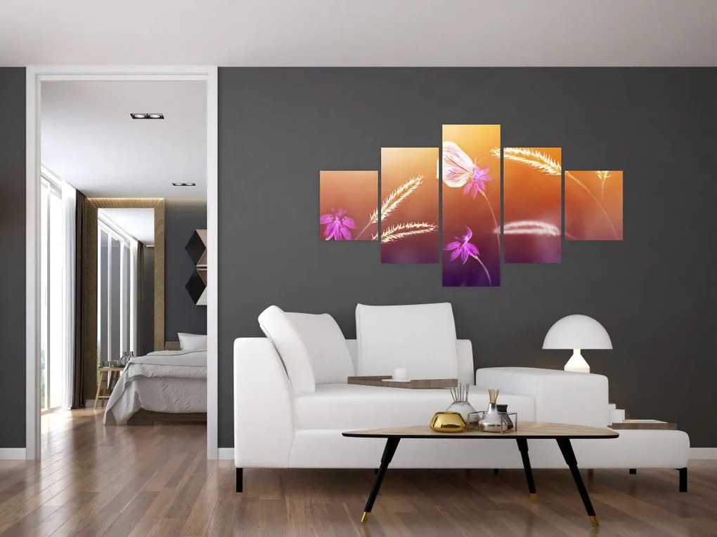 Obraz - Różowy motyl (125x70 cm)