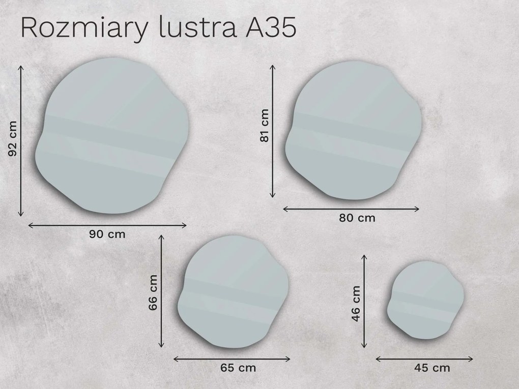 Organiczne lustro LED z oświetleniem A35 45x46