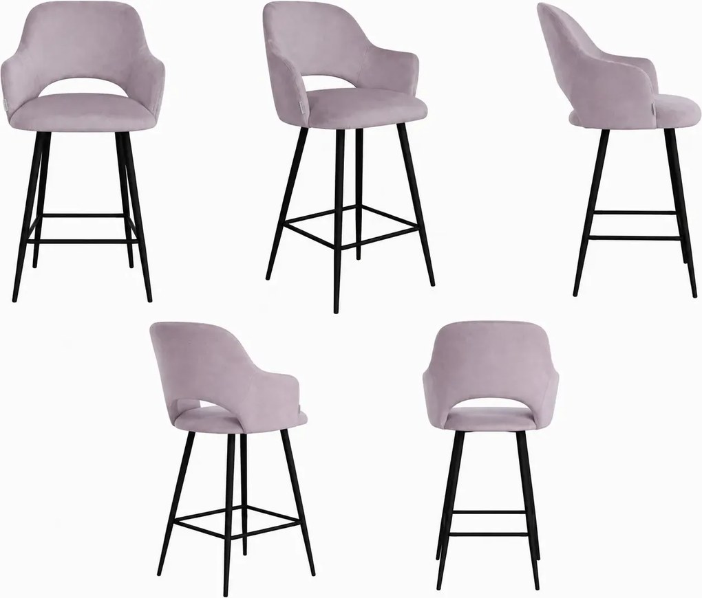 Hoker Milano krzesło barowe tkanina Welur podstawa metalowa : Kolor nogi - Czarna stożek, Kolor tkaniny - VELVET - MG55, Typ siedziska - Siedzisko obrotowe 360°