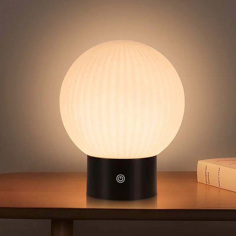 NETTLIFE Bezprzewodowa lampa stołowa z akumulatorem – Lampa LED z funkcją USB Touch, ściemnialna w zakresie 3000–6500 K, IP44, do sypialni i łazienki