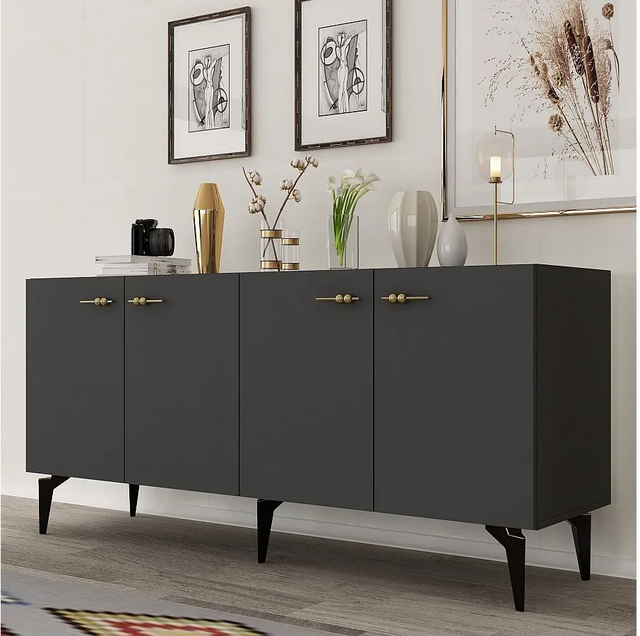 Komoda – 150 cm – Antracyt – Płyta wiórowa