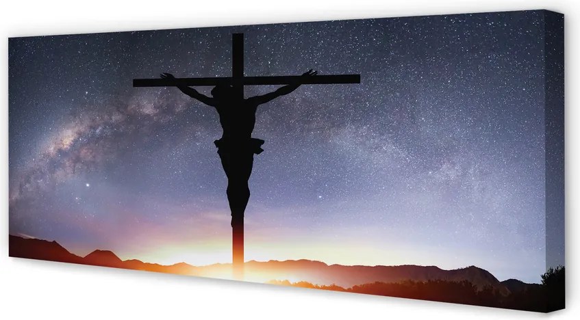 Duży obraz na płótnie Ukrzyżowany Jezus na Tle Nieba