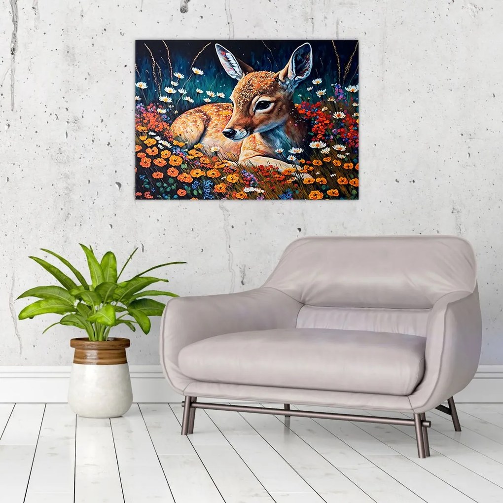 Obraz na szkle - Malowany jeleń (70x50 cm)