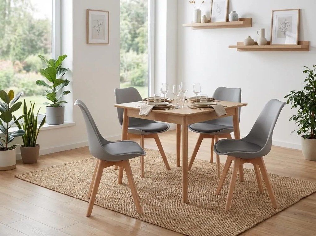 Szare krzesło BALI MARK z bukowymi nogami, ciemnoszare siedzisko