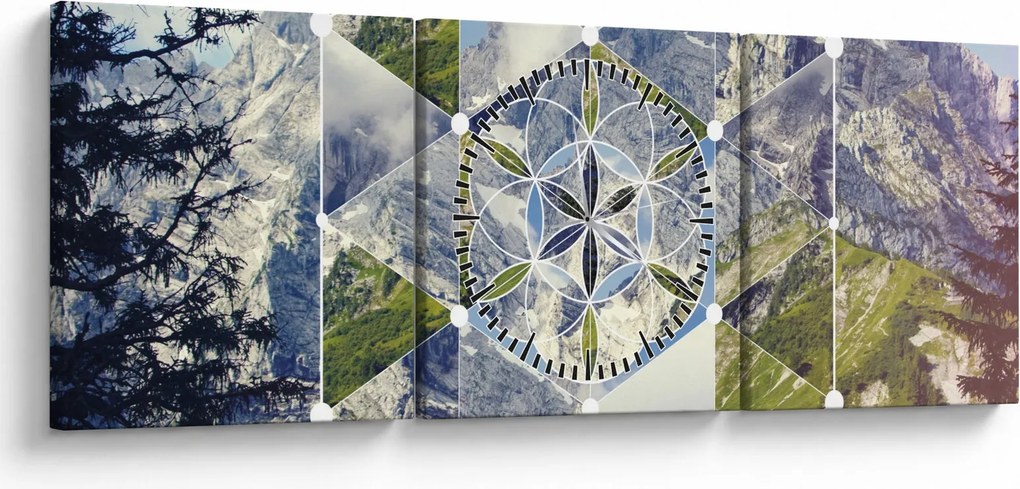 Obraz - Figura geometryczna (z zegarem) (90x30 cm)