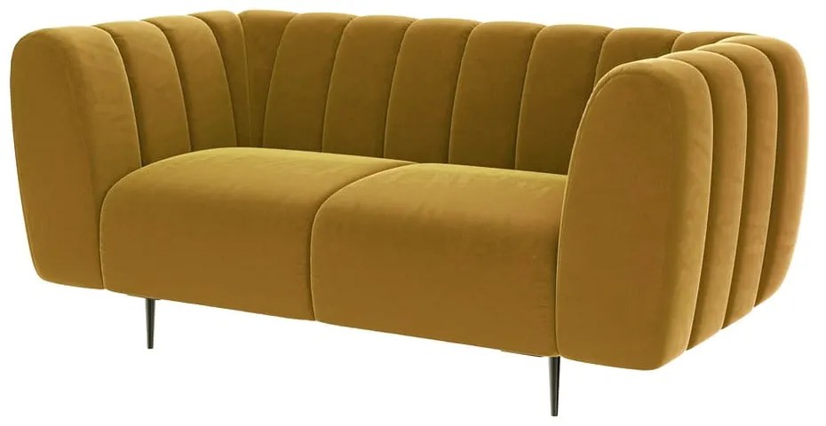 Miodowożółta aksamitna sofa Ghado Shel, 170 cm