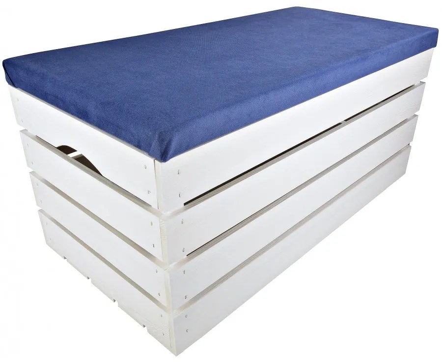 Pufa kufer skrzynia drewniana sosnowa siedzisko 80cm malowana biała