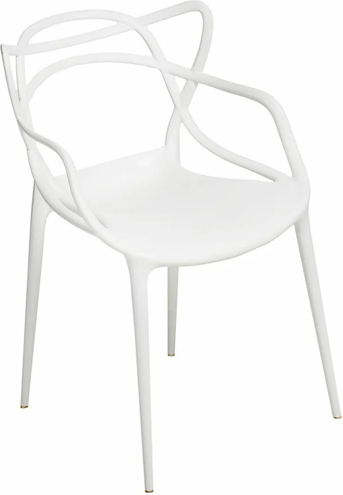 Białe minimalistyczne krzesło z podłokietnikami H4-M78