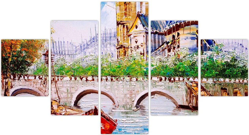 Obraz - Obraz olejny przedstawiający miasto (125x70 cm)
