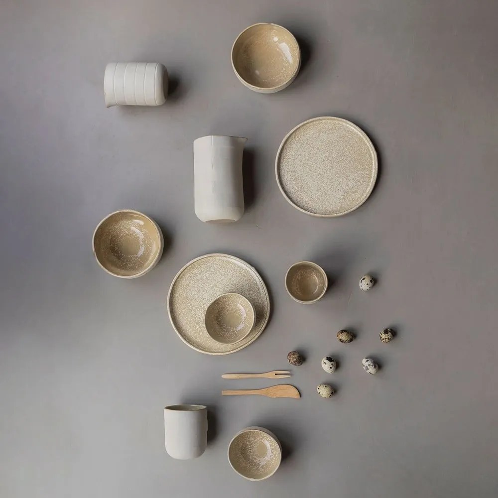Biało-beżowe kamienne kubki zestaw 2 szt. 0.3 l Sand Grain – Mette Ditmer Denmark