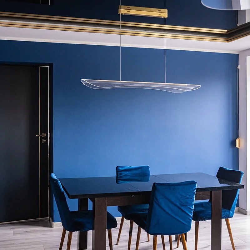 Lampa jadalniana z transparentnym kloszem Cortina No.4 100 cm złota