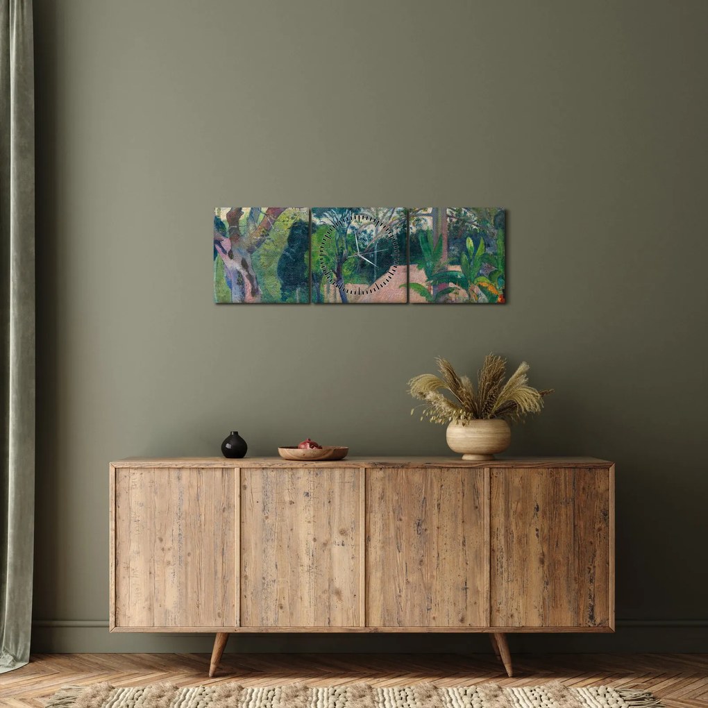 Obraz - Paul Gauguin, Te raau rahi (The Big Tree), reprodukcje (z zegarem) (90x30 cm)