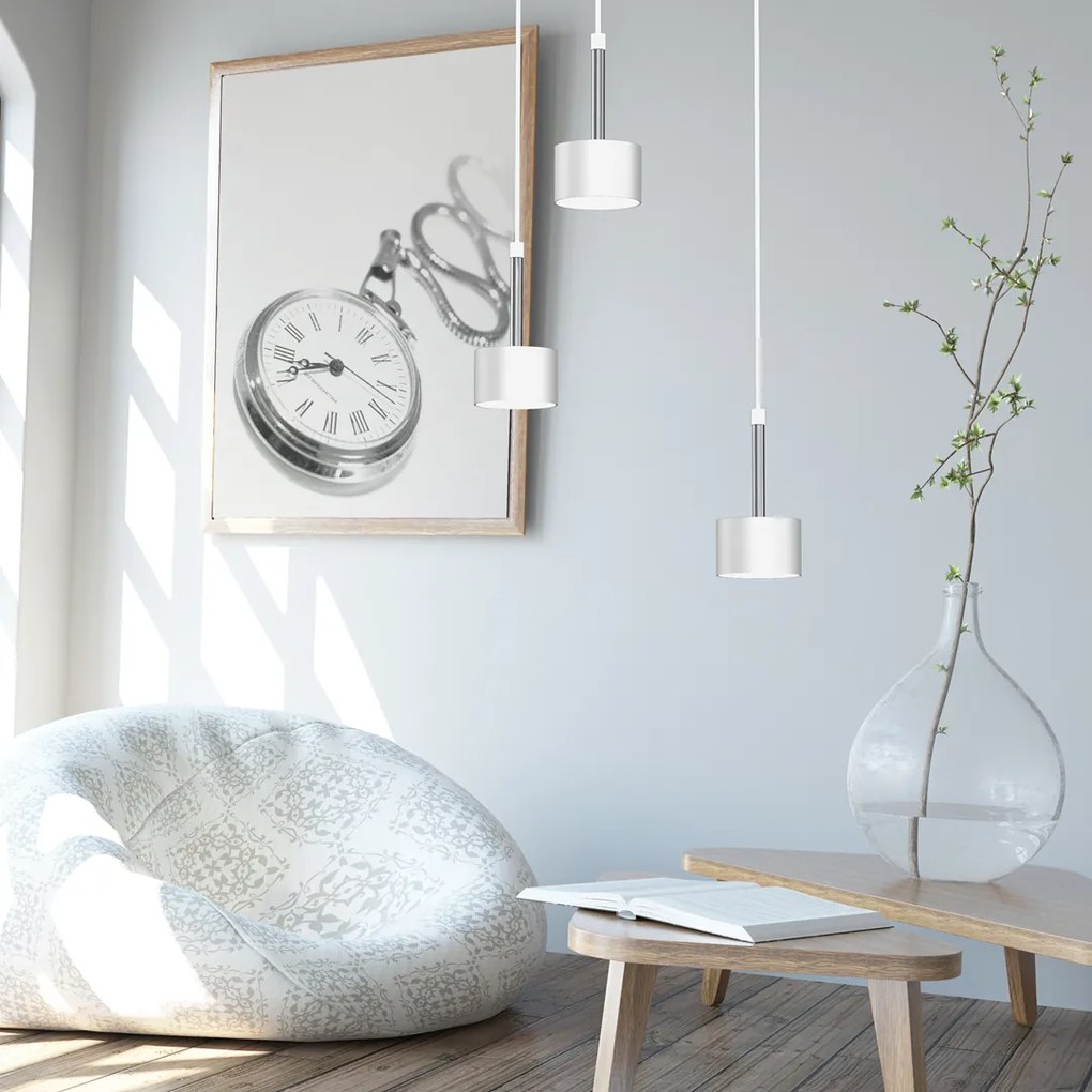 Lampa wisząca ARENA WHITE/SILVER 3xGX53, biała, na kole potrójna