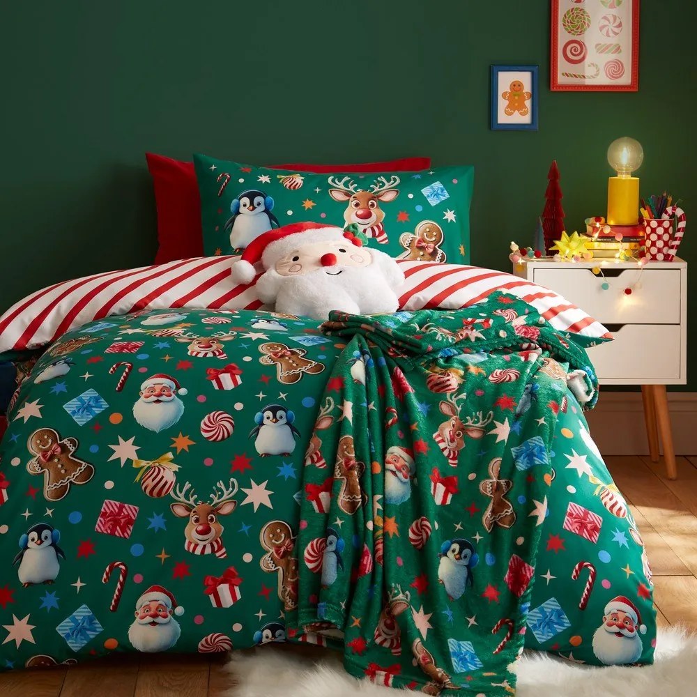 Zielona pościel dwuosobowa 200x200 cm Christmas Icons – Catherine Lansfield