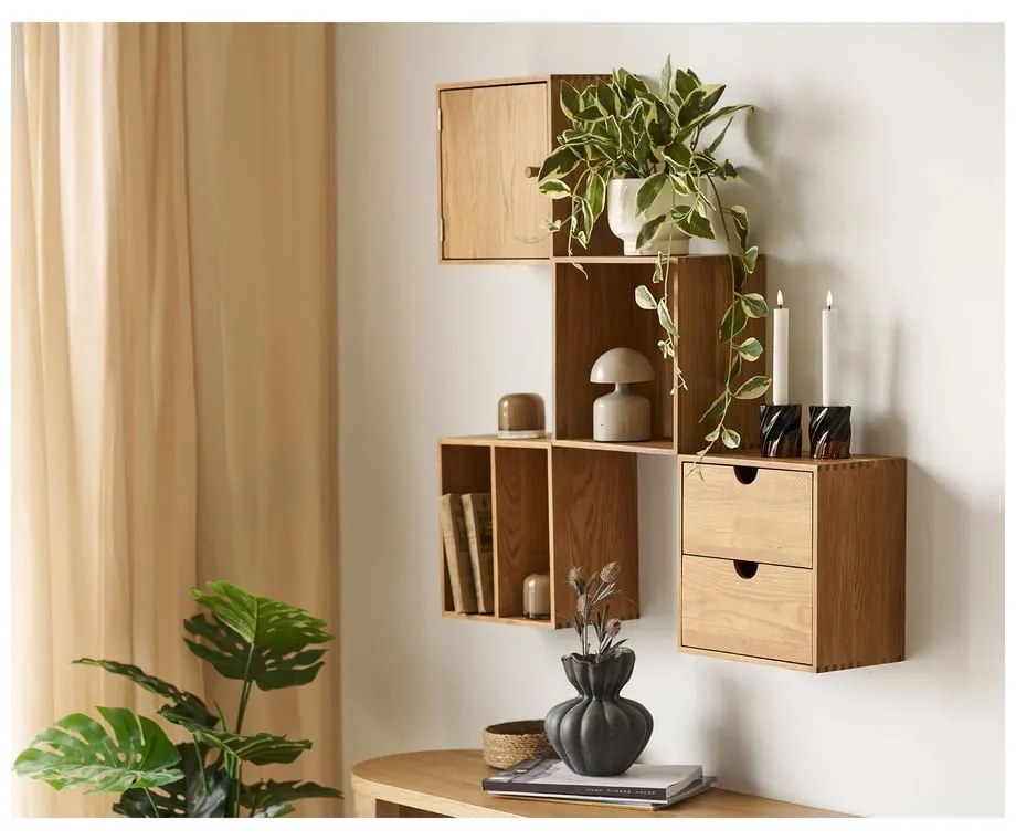 Wielopoziomowa półka z litego drewna dębowego w naturalnym kolorze 18 cm Townsville – House Nordic