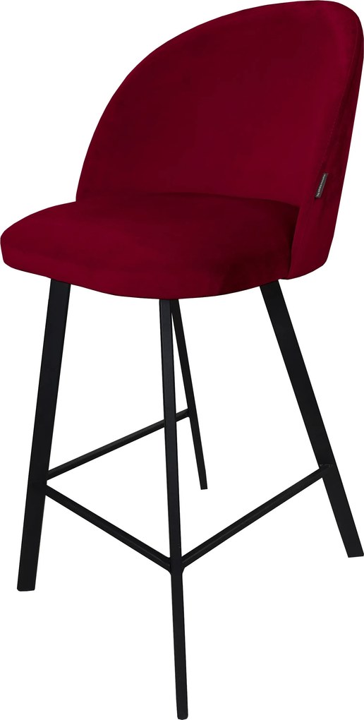 Hoker Colin krzesło barowe tkanina Welur podstawa metalowa : Kolor nogi - Czarna profil, Kolor tkaniny - VELVET - MG31, Typ siedziska - Siedzisko stałe