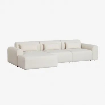 Sofa Modułowy Z Lewym Szezlongiem, 3-częściowy, Z Materiału Borjan Chenille Biały - Sklum