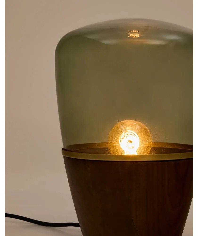 Zielono-naturalne lampa stołowa ze szklanym kloszem (wysokość 30 cm) Silex – Kave Home