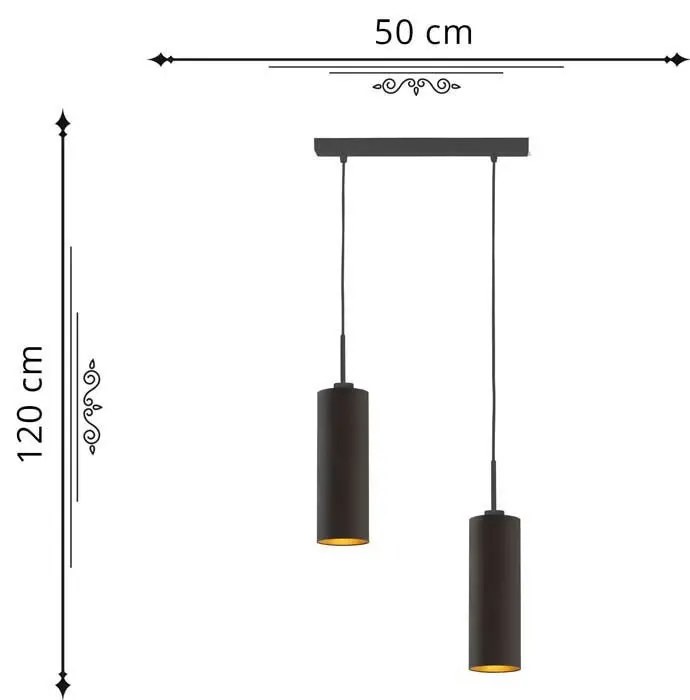 Lampa wisząca dwa zwisy ze stalowym stelażem - EX374-Madero dąb złoty