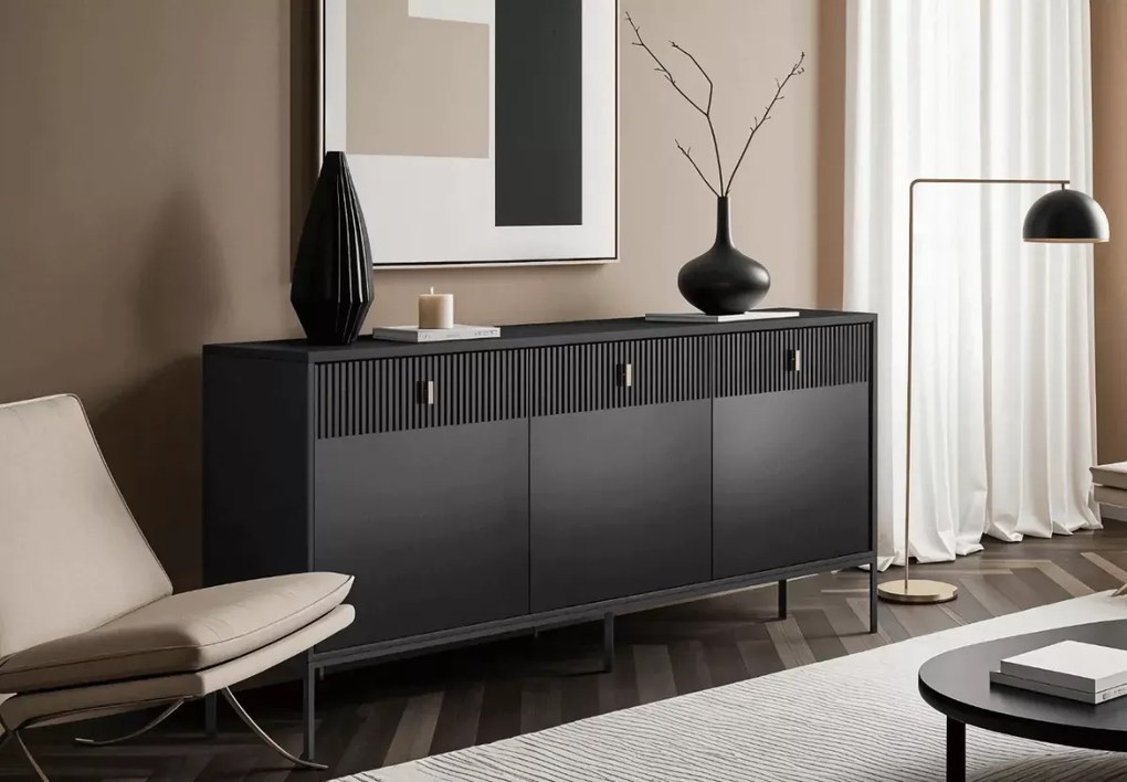 Komoda Aurea 154 cm – stylowa komoda z ryflowanymi frontami, nowoczesny design