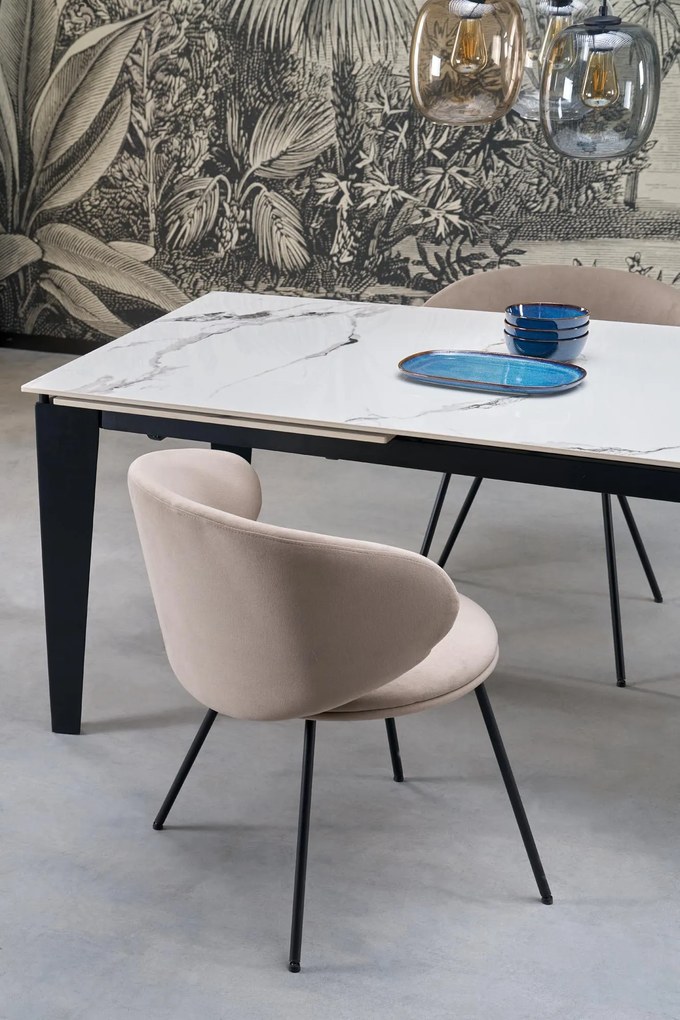 Krzesło do jadalni tapicerowane beżowy mat welur K587