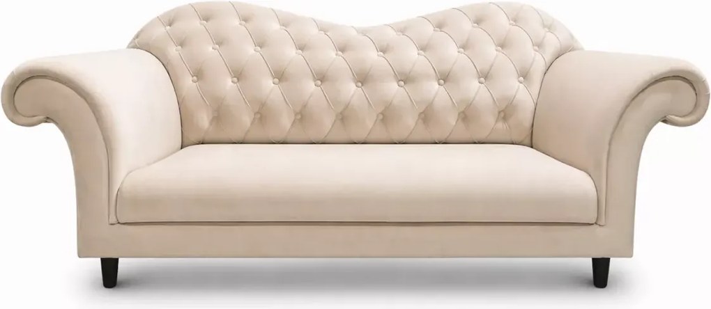 (Wyprzedaż) Elegancka tapicerowana sofa Vera, beżowy welur