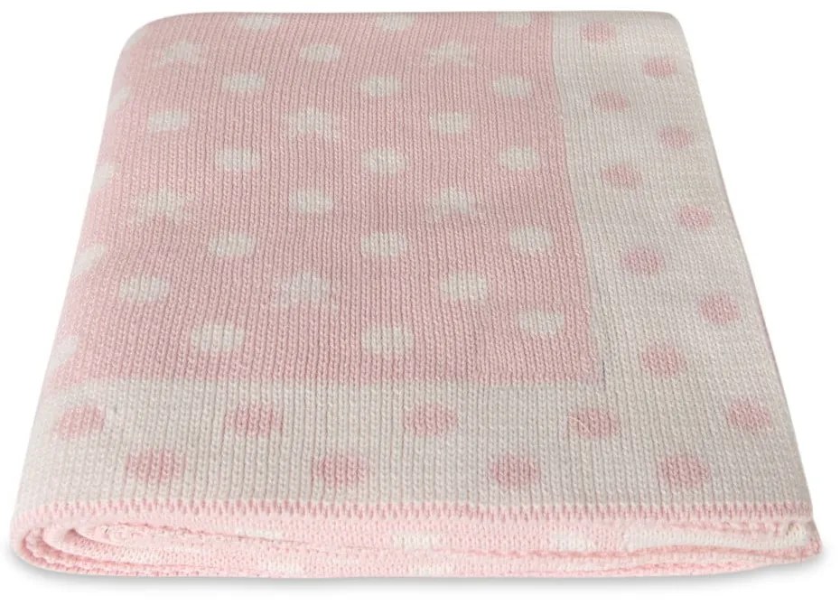 Różowy dziecięcy bawełniany koc Homemania Decor Baby Baby Dots, 90x90 cm