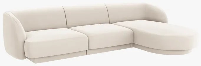 OUTLET Narożnik, sofa narożna prawostronna jasny beż welur 255/156/70 Miley od Micadoni