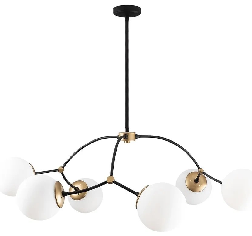 Biało-czarna lampa wisząca ze szklanym kloszem ø 90 cm Kromozom – Opviq lights
