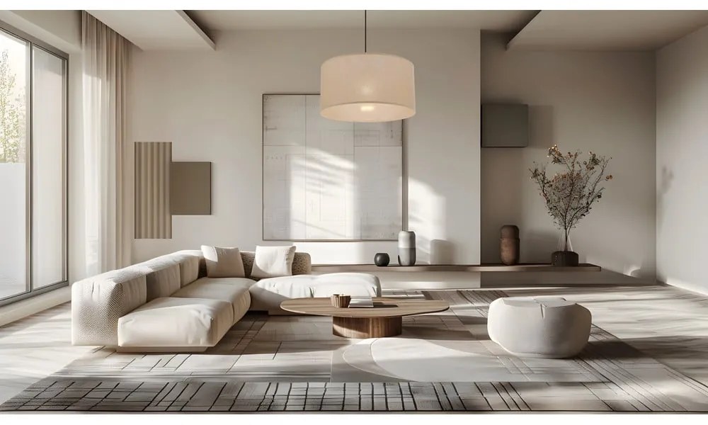 Beżowa lampa wisząca z tekstylnym kloszem ø 40 cm Shanti – Candellux Lighting