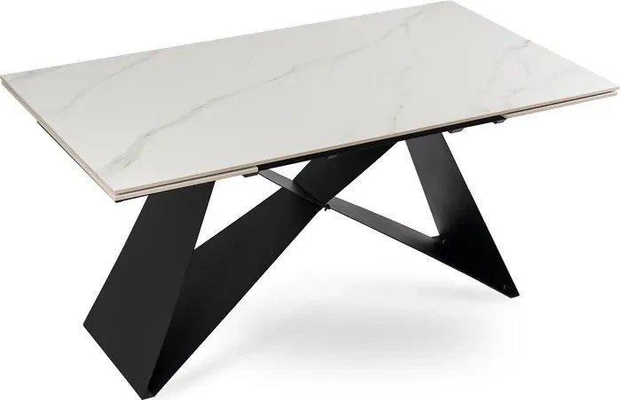 Stół Rozkładany Prostokątny VICTOR 160-240 cm Ceramiczny Biały Marmur/Czarny do Jadalni Loft