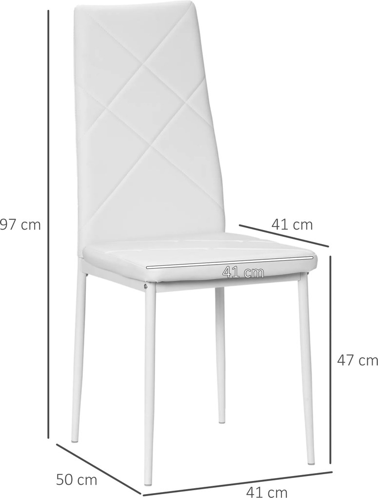 HOMCOM Krzesło Jadalniane Zestaw 4 Tapicerowane Kuchenne Białe Wygodne | Aosom PL