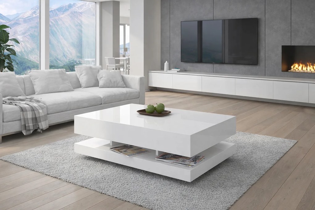 Stolik kawowy Tora 120x60 cm, kolor biały połysk