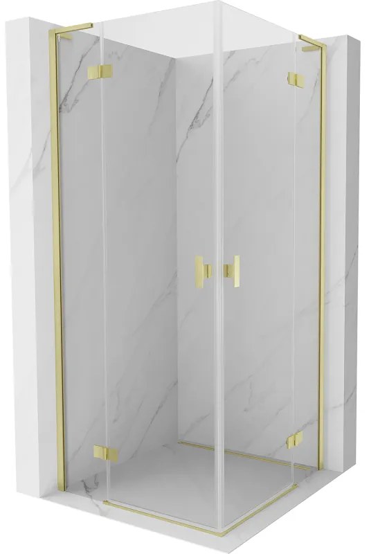 Mexen Mist-H L Duo kabina prysznicowa uchylna 95 x 95 cm, transparent, złota szczotkowana - 8A5L-095L-095P-55-00
