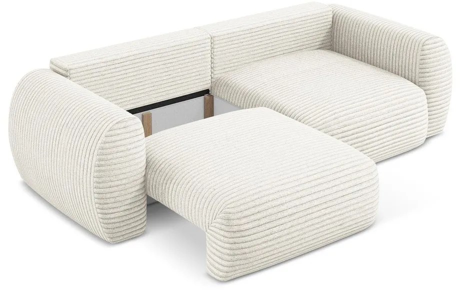 Beżowa sztruksowa rozkładana sofa ze schowkiem 266 cm Kini – Makamii