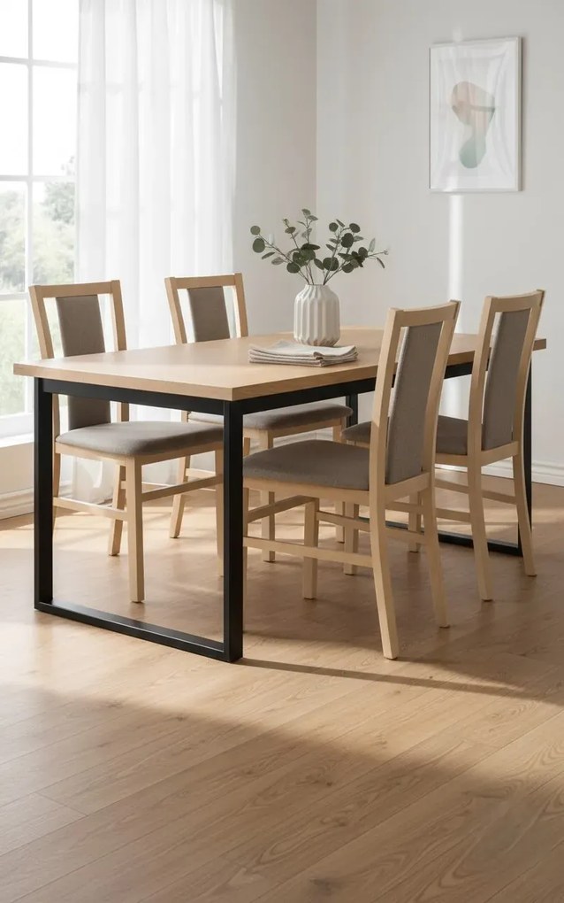 Tapicerowane krzesło drewniane dąb sonoma N1-L01