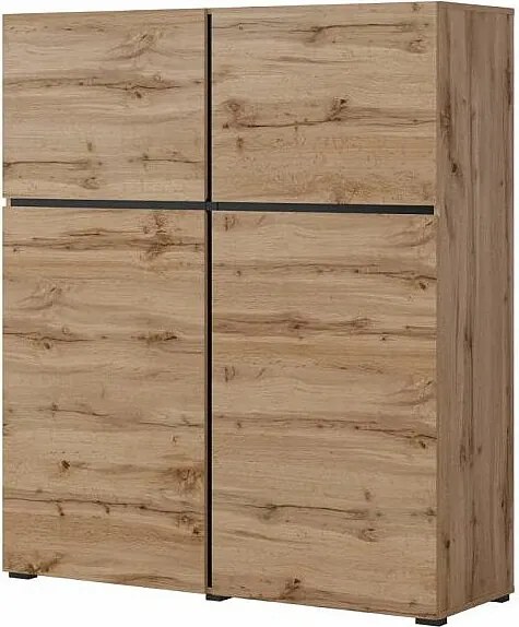 Komoda wysoka CROSS 4D 119cm dąb wotan/czarna