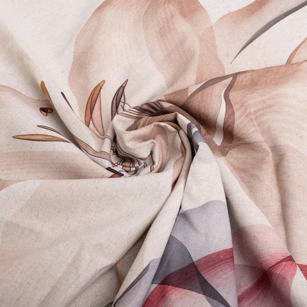 Pościel z mieszanki bawełny i lnu Lilie, 220 x 200 cm, 2x 70 x 80 cm