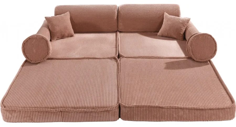 Aesthetic sztruksowa sofa dziecięca, pudrowy róż - meowbaby®