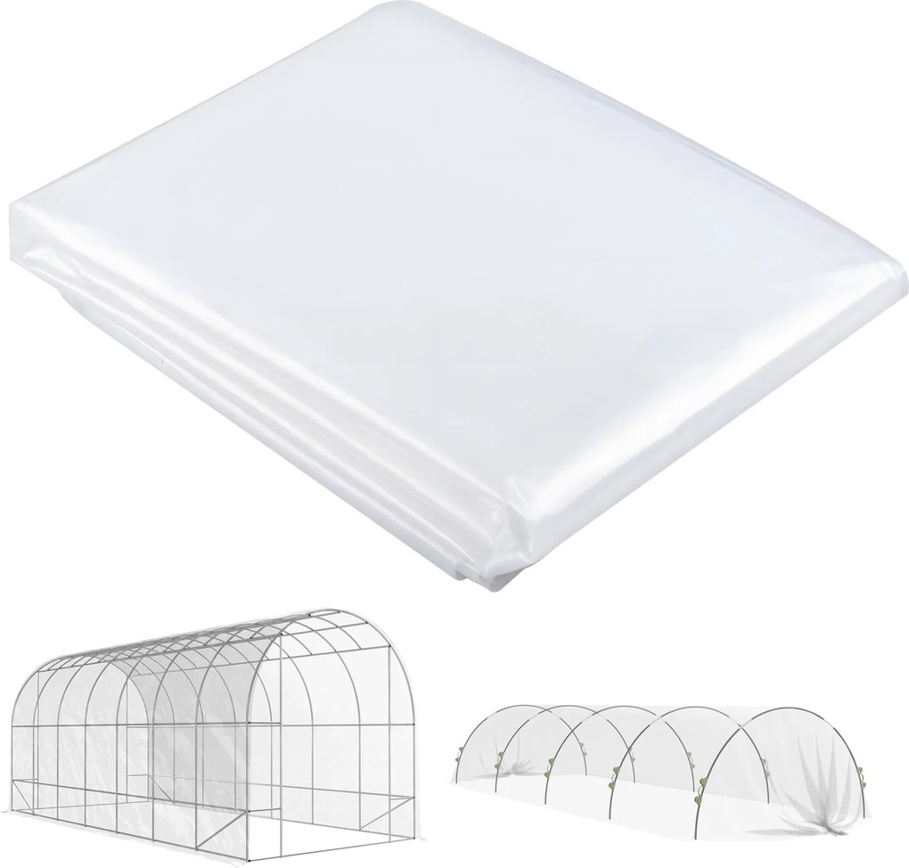 Outsunny Plandeka do Szklarni z Plastiku, Pokrycie Ochronne dla Roślin, Odporna na UV i Wodę, 7 x 8 m
