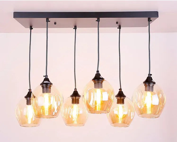 Czarna lampa wisząca z 6 szklanymi kloszami - 5X Z033 W7-K48