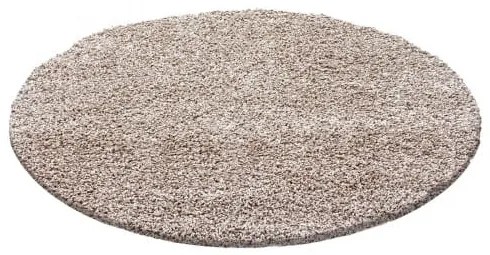 Dywan shaggy jednokolorowy beżowy koło 120 cm x 120 cm