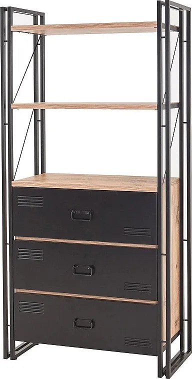 Półka przemysłowa – 90x180x35 cm – sosna czarna i atlantycka – melamina